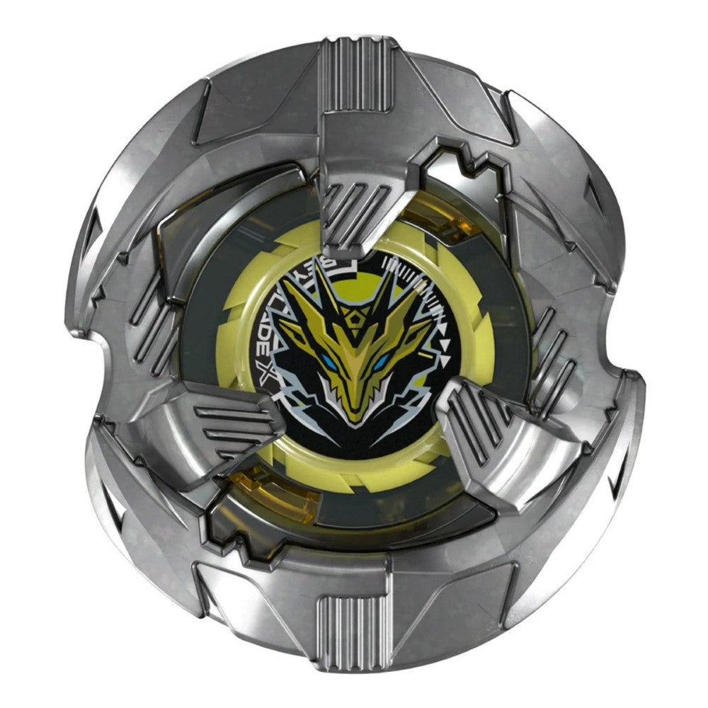 Beyblade X Shelter Drake 5-70O Booster Pack Set Hasbro Beyblade Spinning Tops spinning top closeup