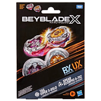 Beyblade X packaging featuring Spear Scorpio 0-70 and Tail Viper 3-85 spinning tops