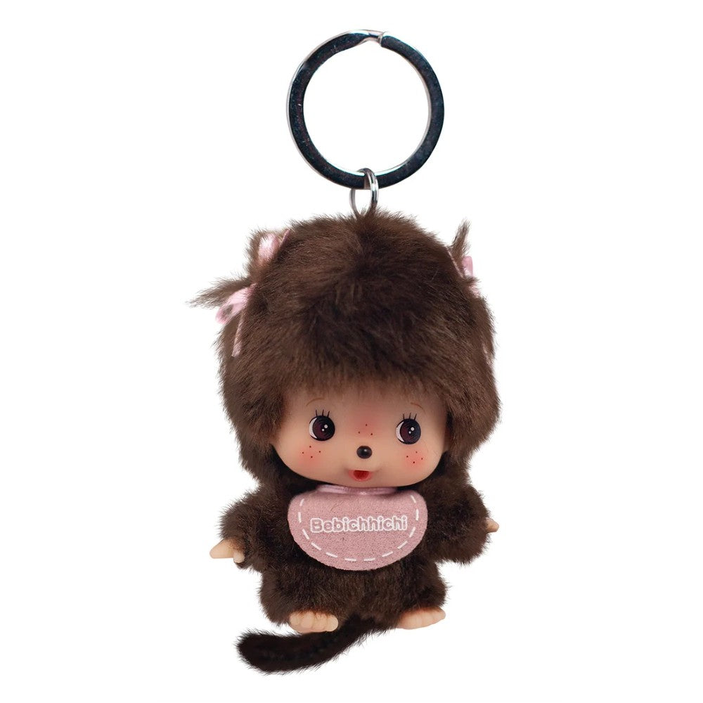 4" Bebichhichi Big Head Mascot Girl Monchhichi Keychain Plush Mascot brown plush doll