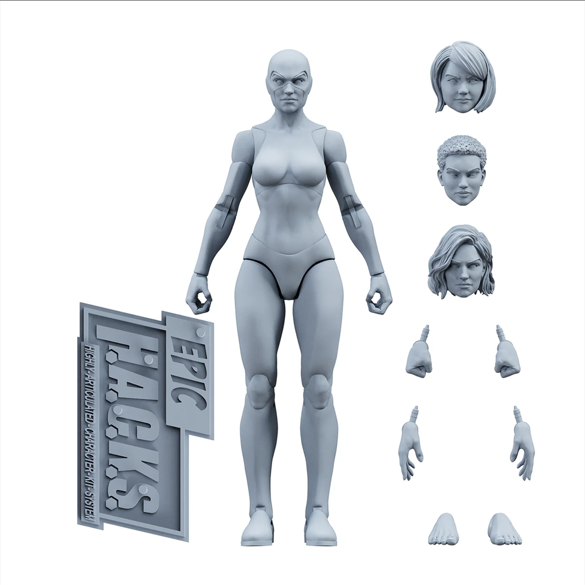 EPIC H.A.C.K.S. Blank Female SHADY GREY 6" Scale Premium Action Figure