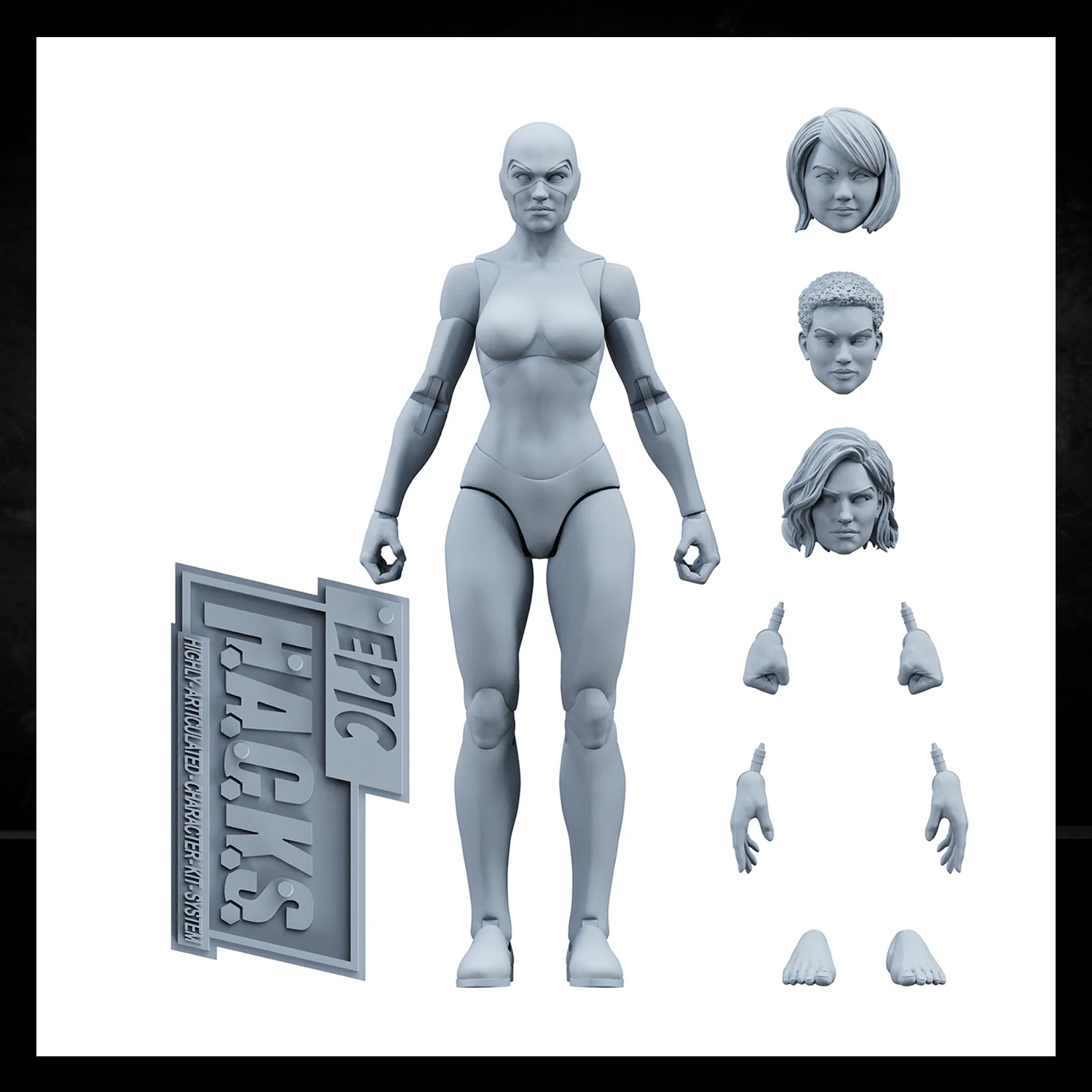 EPIC H.A.C.K.S. Blank Female SHADY GREY 6" Scale Premium Action Figure