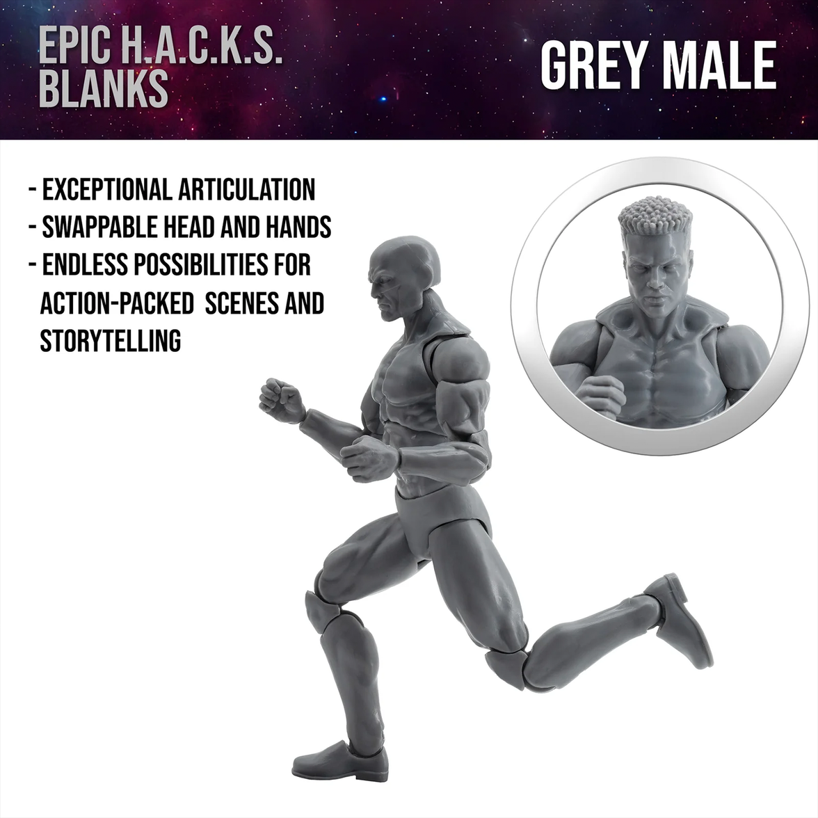 EPIC H.A.C.K.S. Blank Male SHADY GREY 6" Scale Premium Action Figure