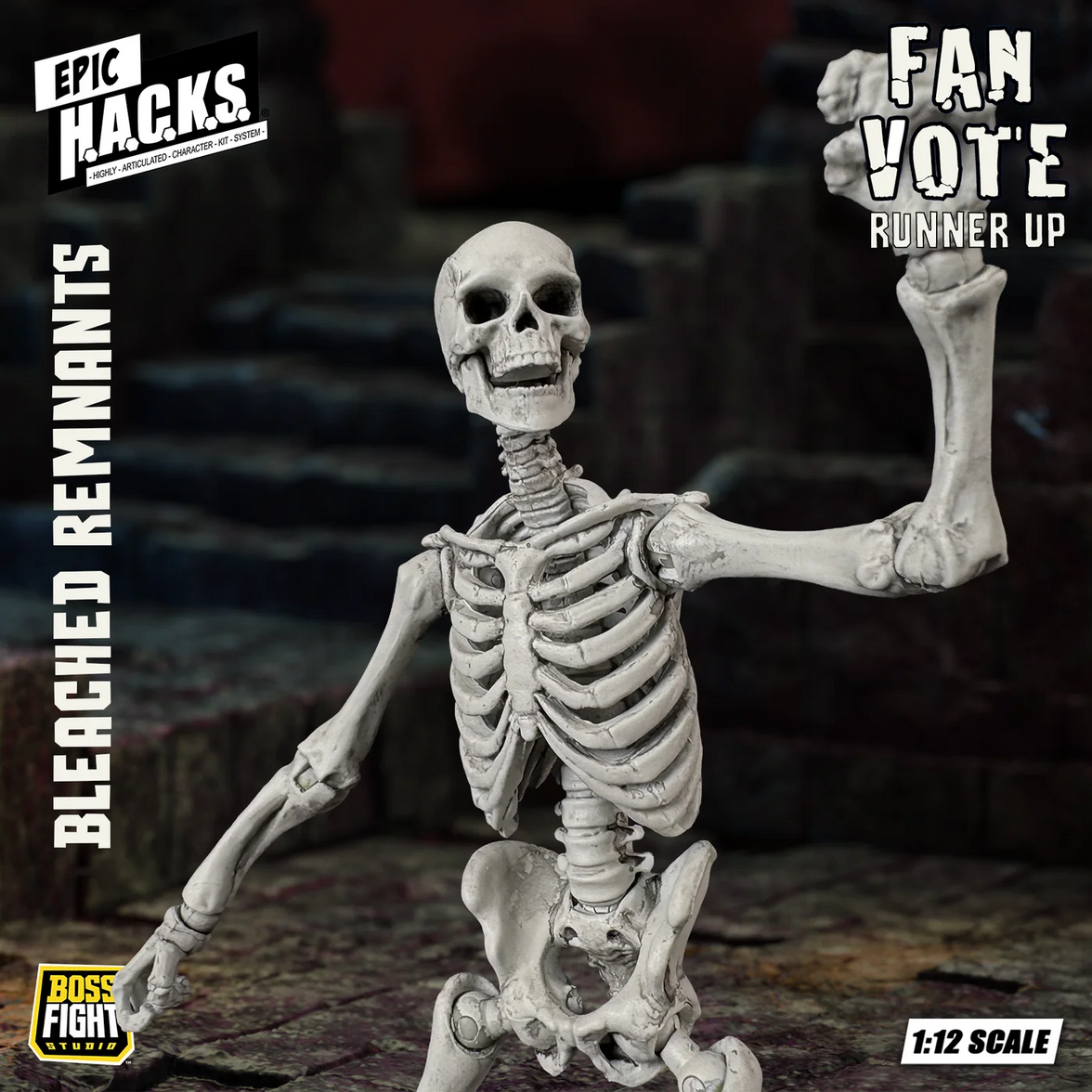 Bleached Remnants skeleton figure raising one arm with Epic Hacks and Fan Vote Runner Up text