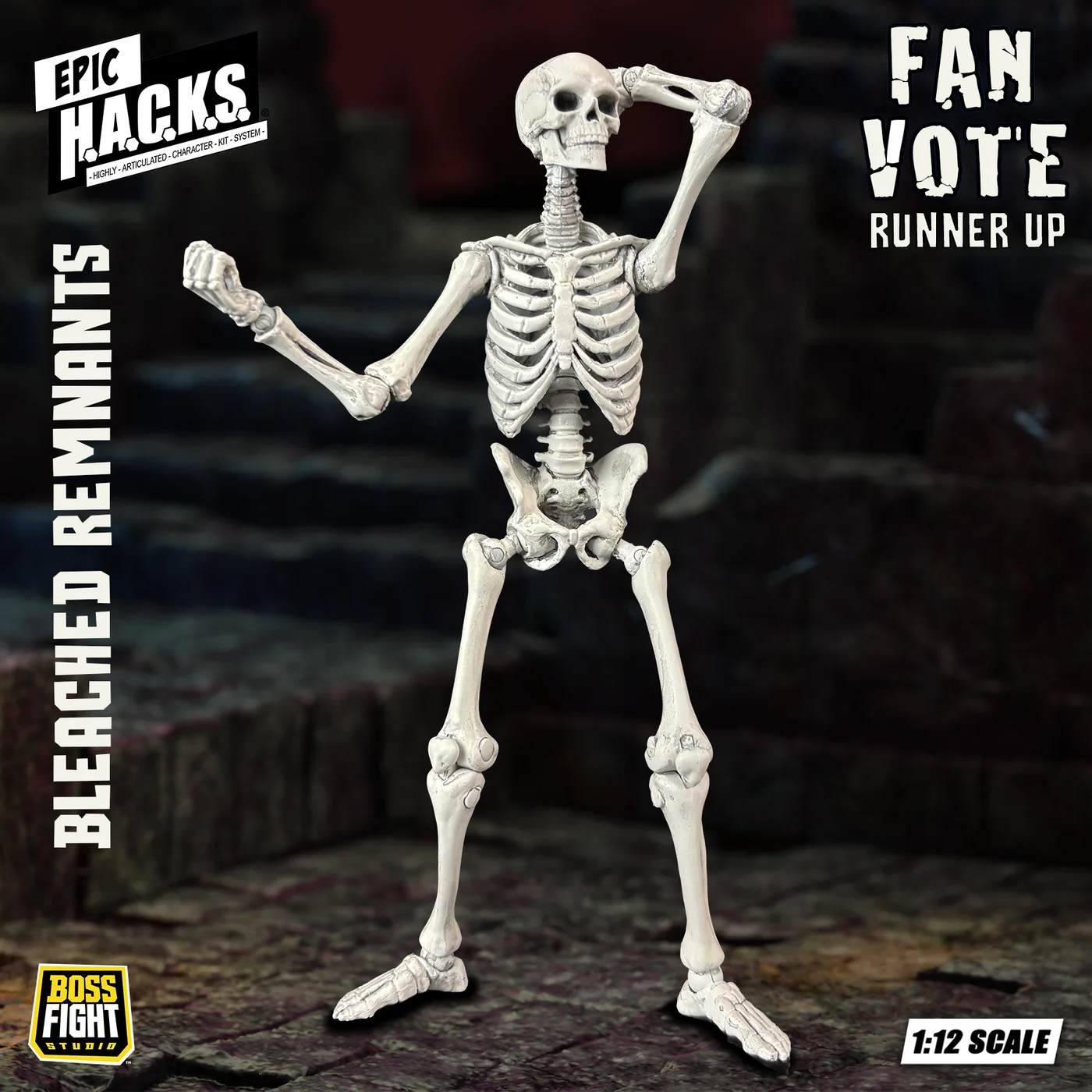 Skeleton figure labeled Bleached Remnants with Epic H.A.C.K.S. fan vote runner up text