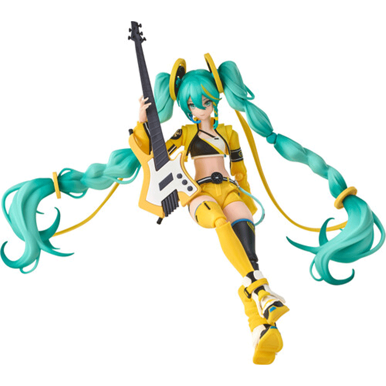 Blokees 17cm Hatsune Miku Fantastics Series model kit figure with vibrant teal hair and yellow outfit holding guitar