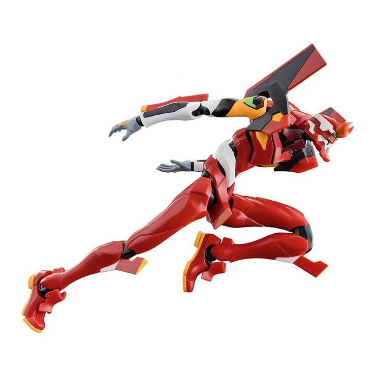 Hasbro Neon Genesis Evangelion Unit 02 action figure posed dynamically with red and orange detailed armor