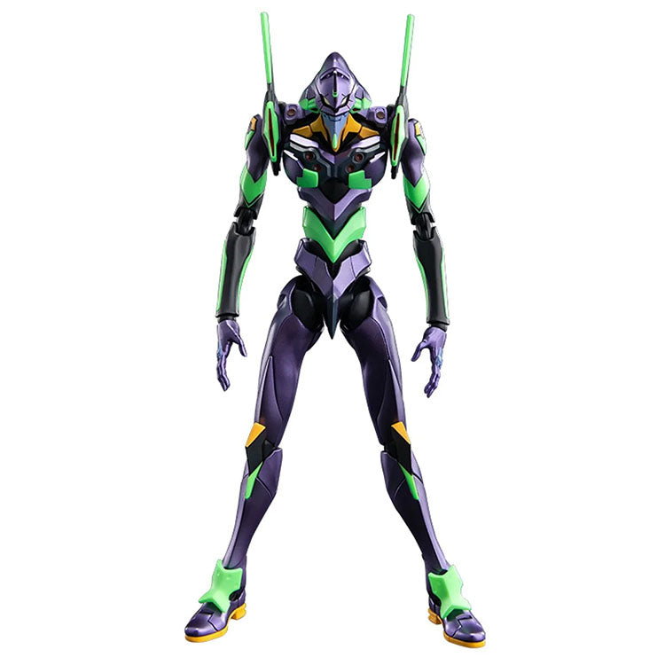Neon Genesis Evangelion Unit-01 model kit by Hasbro in purple and green standing pose against white background