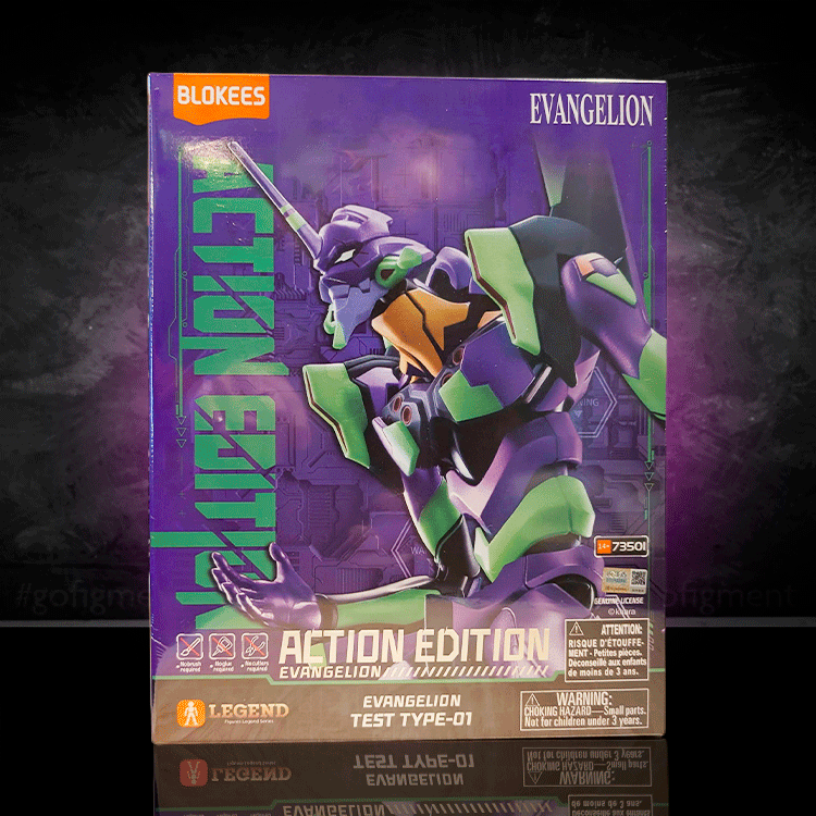 Blokees Neon Genesis Evangelion Unit-01 Ultra Action Edition model kit by Hasbro with detailed purple and green design