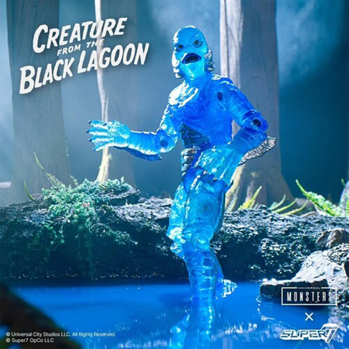Universal Monsters ReAction+ Creature from the Black Lagoon Clear Blue Action Figure by Super7 3.75 Inch