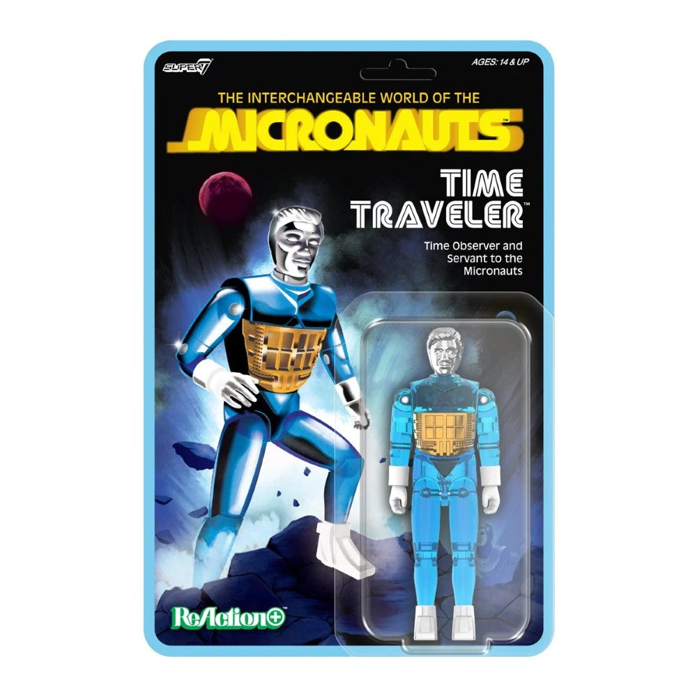 Time Traveler Micronauts Translucent Blue Super7 ReAction+ Action Figure