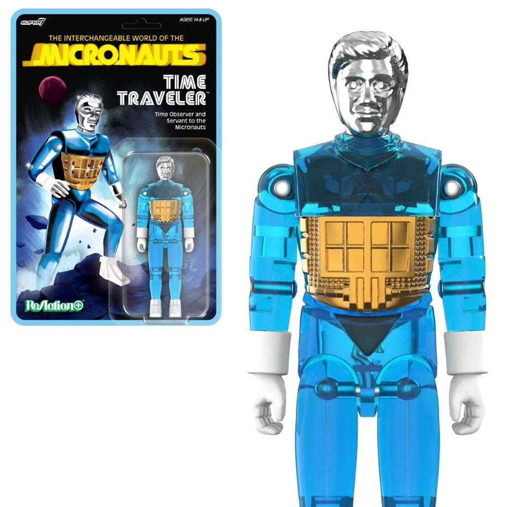 Time Traveler Micronauts Translucent Blue Super7 ReAction+ Action Figure