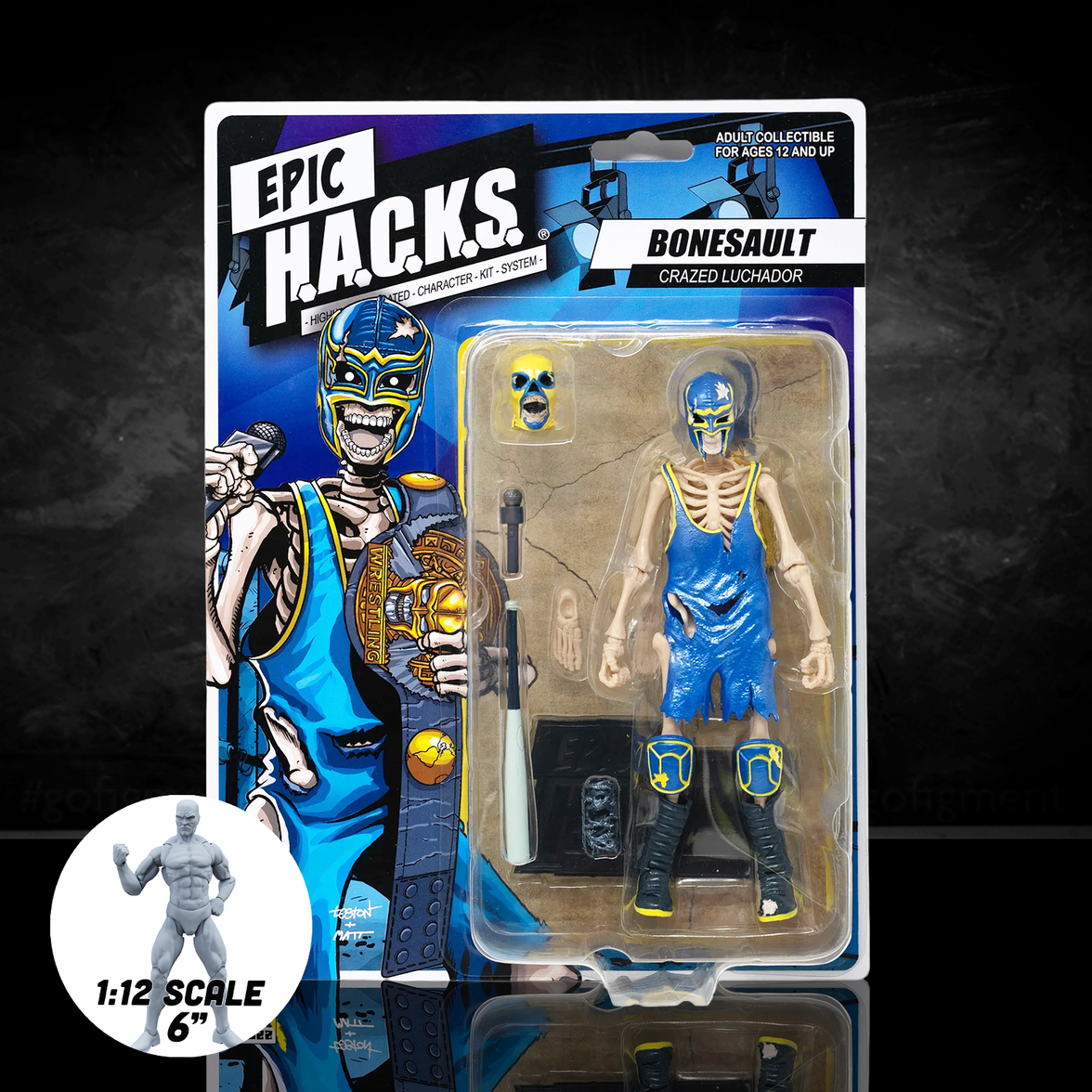 Bonesault: The Acrobatic Skeleton Luchador (Epic H.A.C.K.S.) 6" Action Figure – 1:12 Scale Undead Flyer