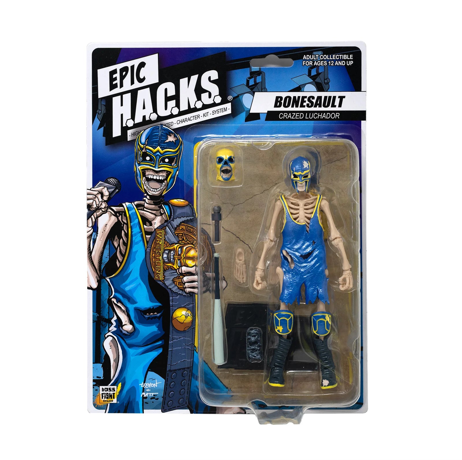 Bonesault: The Acrobatic Skeleton Luchador (Epic H.A.C.K.S.) 6" Action Figure – 1:12 Scale Undead Flyer