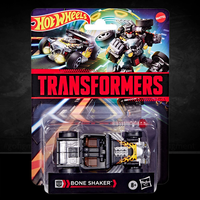 Hasbro Transformers Bone Shaker figure transforming from robot to hot rod car in original packaging