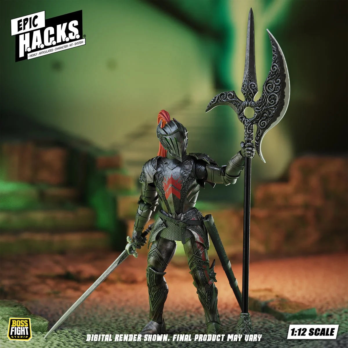 Dire Knight 6" Boss Fight Studio Action Figure Epic HACKS Articulated with ornate spear and sword