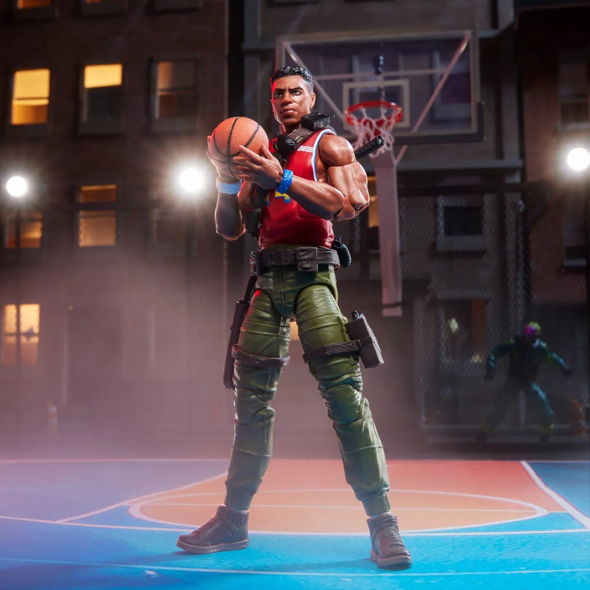 Bradley “Big Lob” Sanders "189" G.I. Joe Classified Series 6 inch Action Figure by Hasbro holding basketball on court