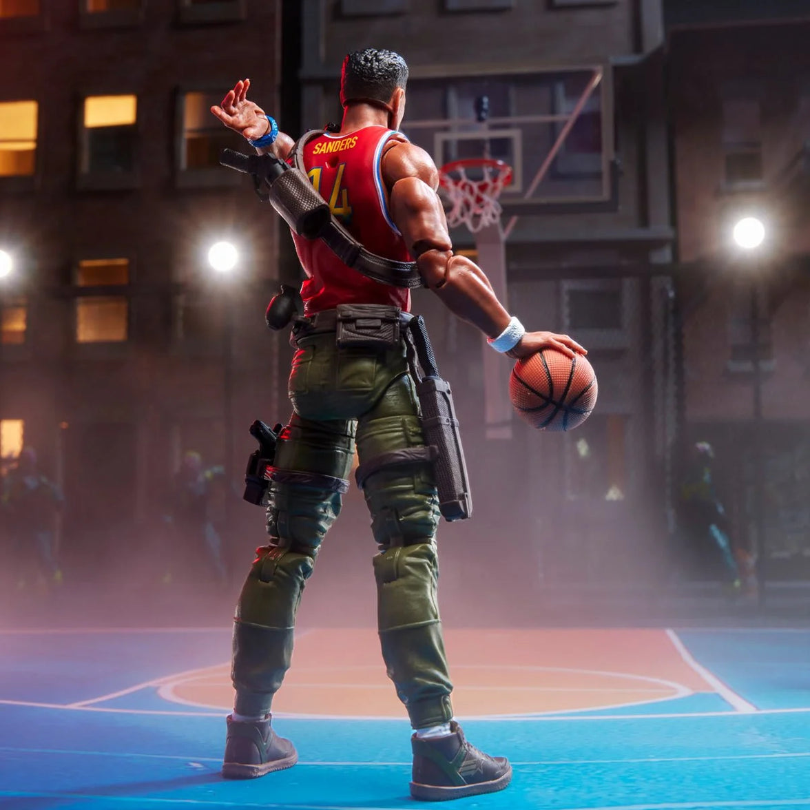 Bradley “Big Lob” Sanders "189" G.I. Joe Classified Series 6 inch Action Figure by Hasbro holding a basketball on a court.