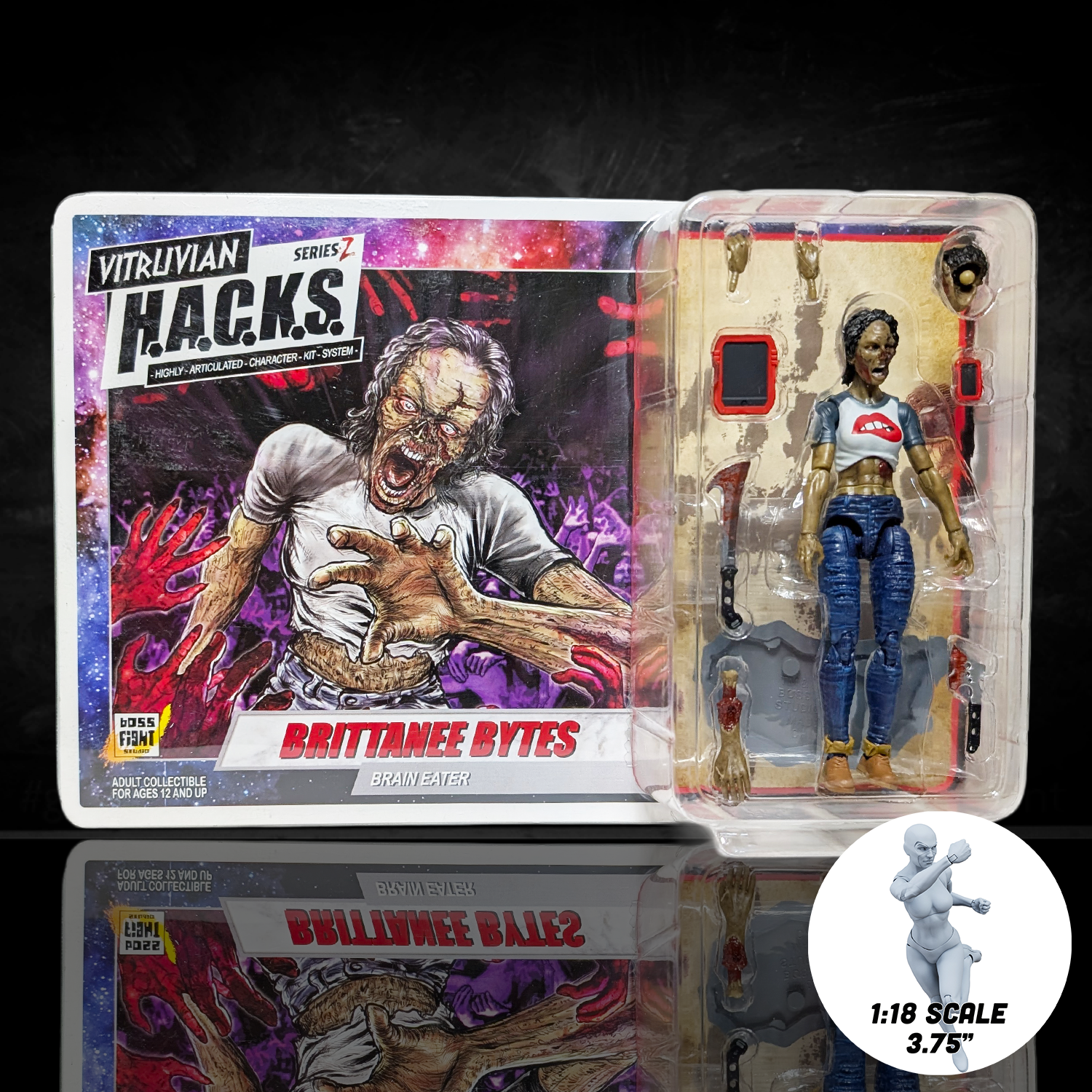 Vitruvian H.A.C.K.S. Series Z Brittanee Bytes 3.75" Action Figure - Brain Eater Zombie