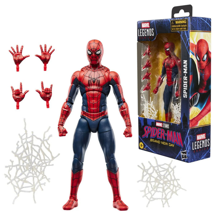 Spider-Man 6-Inch Marvel Legends Spider-Man: Brand New Day Action Figure by Hasbro with alternate hands and web effects