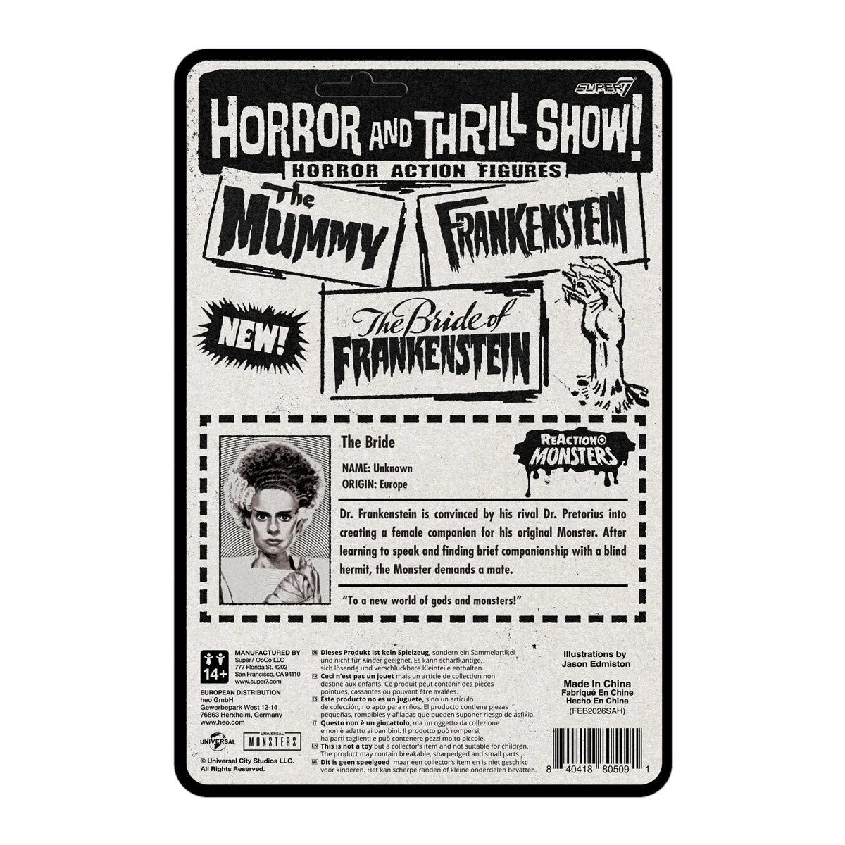 Bride of Frankenstein Universal Monsters Super7 ReAction+ 3.75-Inch Action Figure