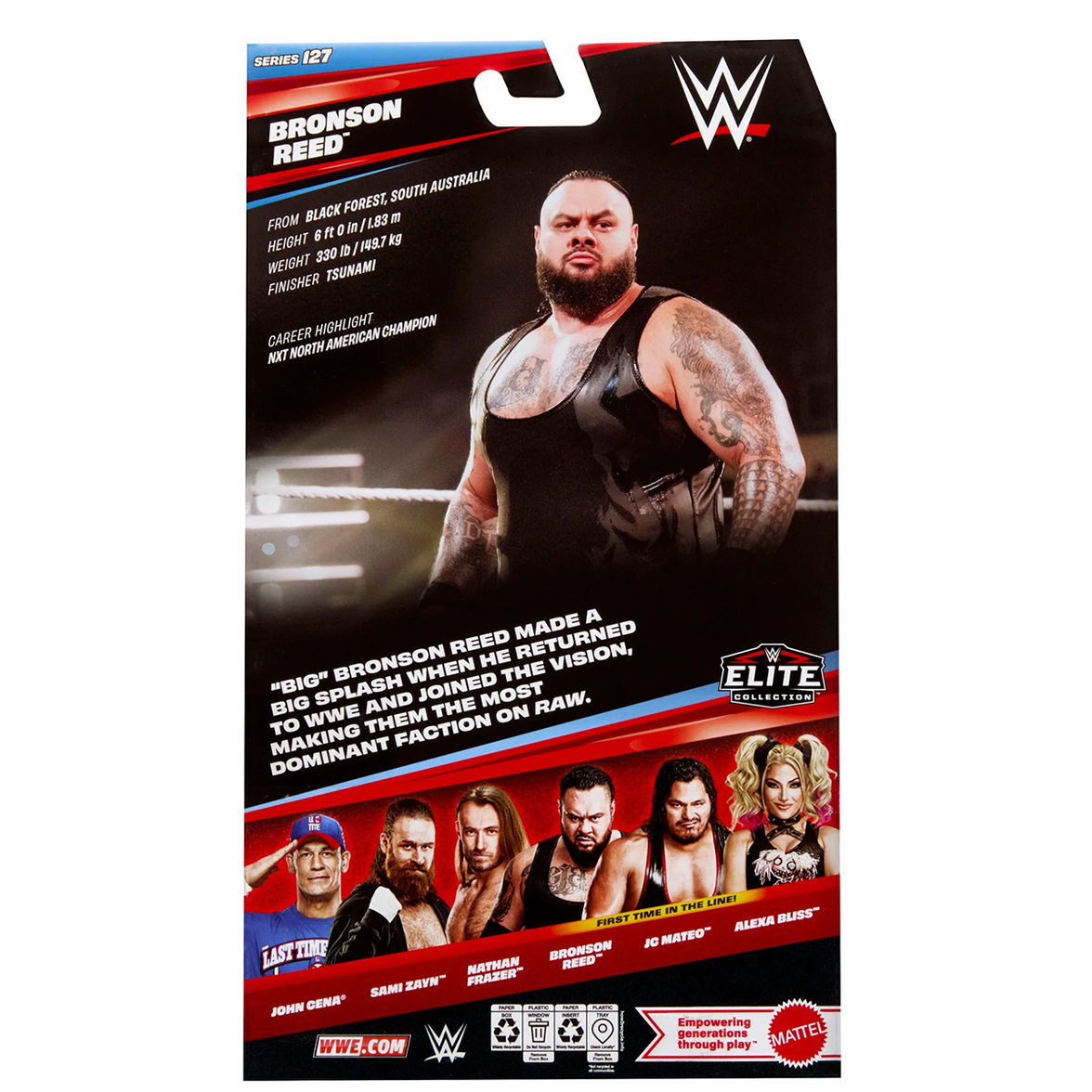 Bronson Reed 6-Inch Mattel Action Figure WWE Elite Series 127 back packaging