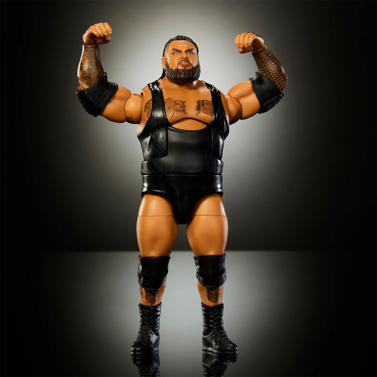 Bronson Reed 6-Inch Mattel Action Figure WWE Elite Series 127 in black wrestling gear with raised arms