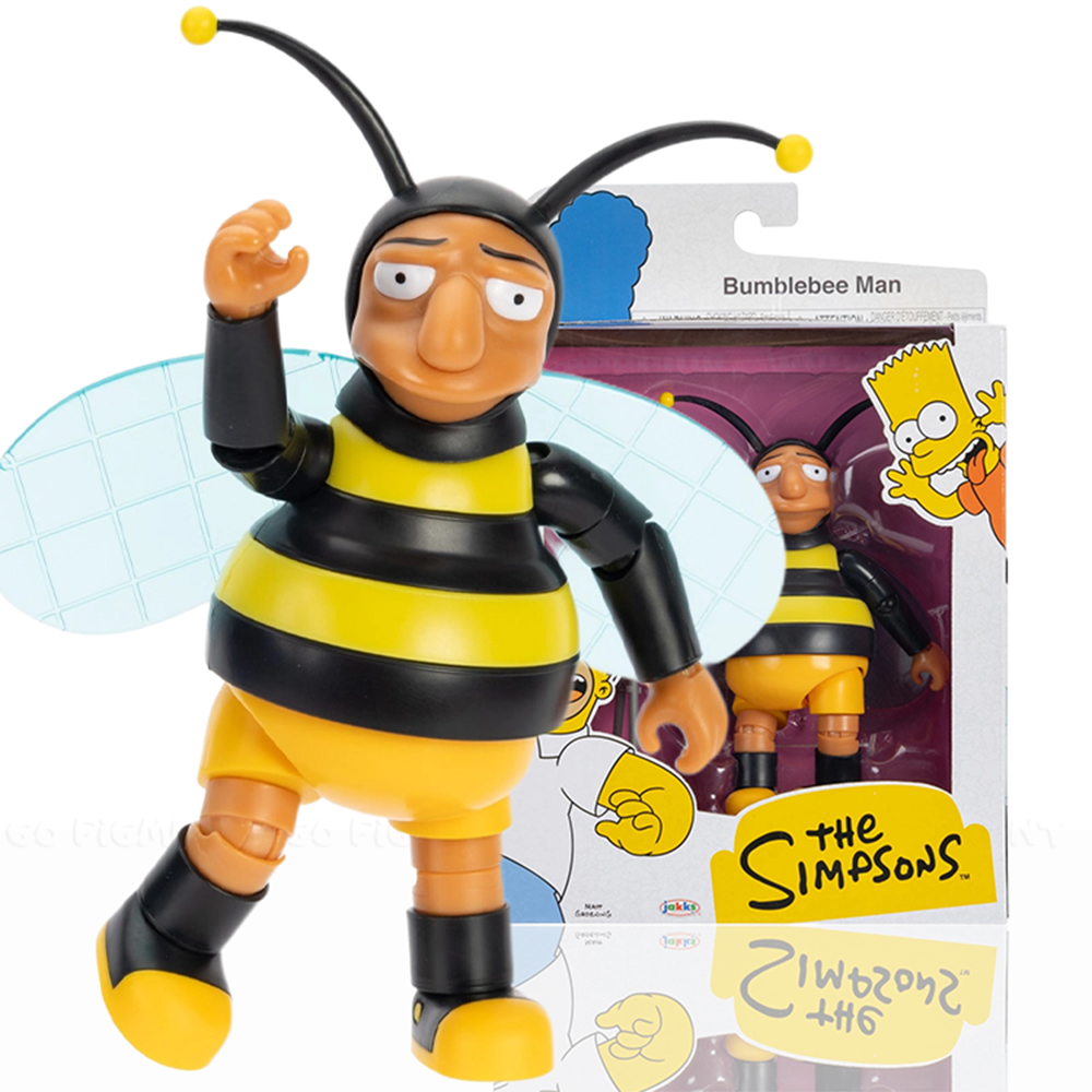 Bumblebee Man Simpson's 5 Inch Action Figure with Video Camera by Jakks Pacific in detailed costume with packaging visible behind