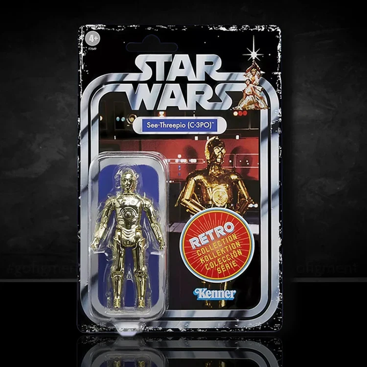 Kenner Star Wars Retro Collection C-3PO 3.75-inch action figure with vac-metal gold finish in vintage packaging