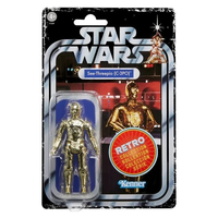 Kenner Star Wars Retro Collection C-3PO action figure in 3.75-inch scale with vintage packaging from A New Hope.