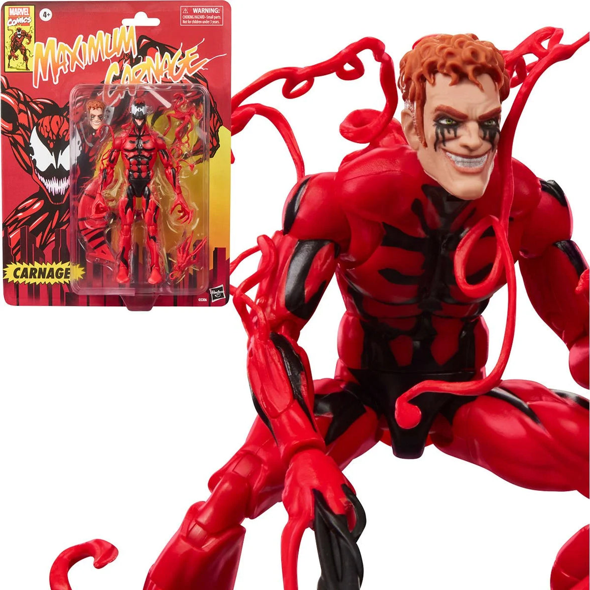 Carnage Spider-Man Maximum Carnage Marvel Legends Retro Cardback Action Figure by Hasbro 6-Inch