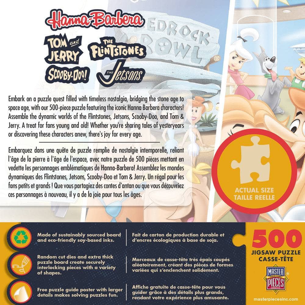Hanna Barbera 500 piece jigsaw puzzle by Master Pieces featuring Tom and Jerry, Flintstones, Scooby Doo, Jetsons characters