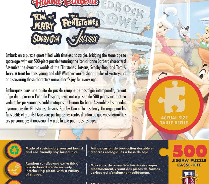 Hanna Barbera 500 piece jigsaw puzzle by Master Pieces featuring Tom and Jerry, Flintstones, Scooby Doo, Jetsons characters