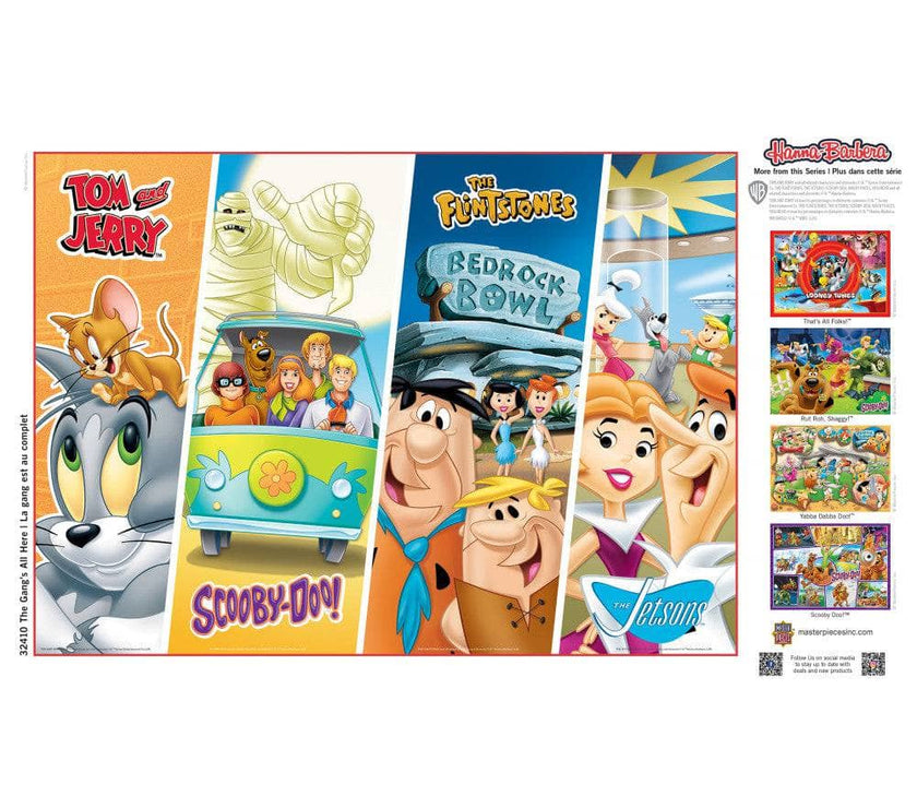 Hanna Barbera Tom and Jerry Scooby Doo Jetsons Flintstones 500 piece puzzle by Master Pieces in colorful box artwork