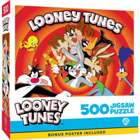 Looney Tunes 500 piece Bugs Bunny puzzle by Master Pieces with classic character collage and bonus poster included packaging