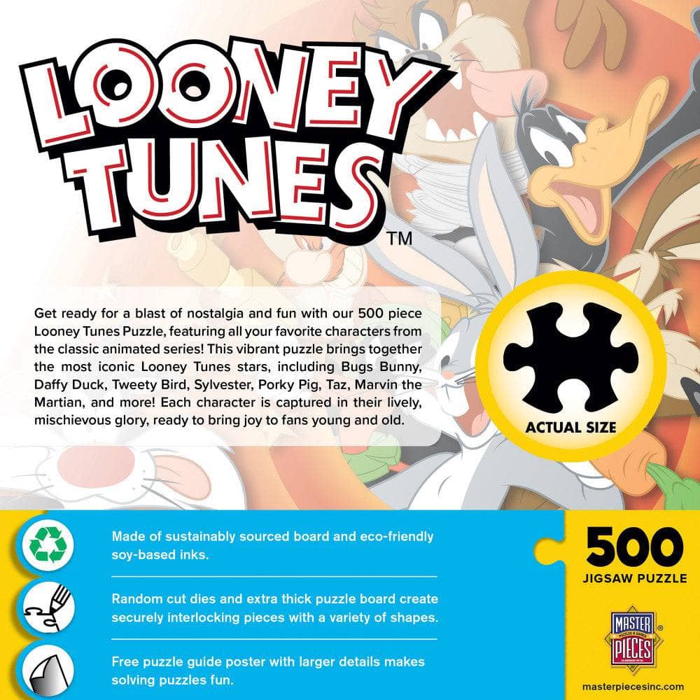 Looney Tunes 500 piece jigsaw puzzle featuring Bugs Bunny and friends by Master Pieces with vibrant artwork