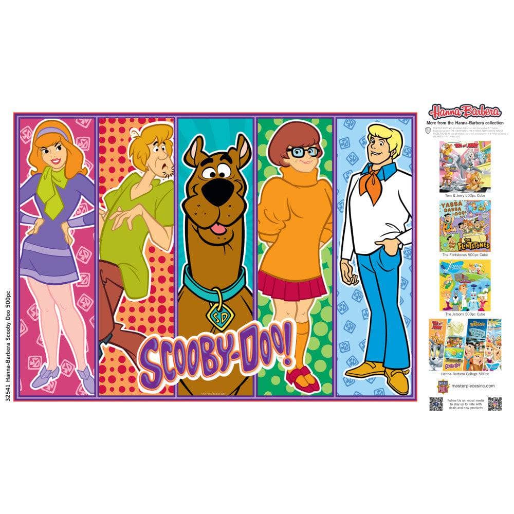 Master Pieces Scooby-Doo 500 piece jigsaw puzzle featuring Mystery Inc. Gang colorful character portraits