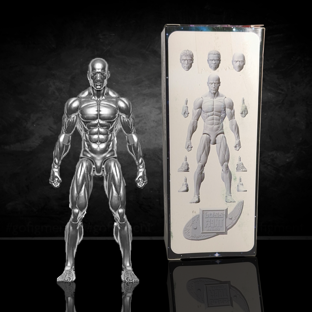 Vitruvian H.A.C.K.S. Character Blanks Chrome Male 1:18 Scale Action Figure by Action Figures and Collectibles by Boss Fight Studio