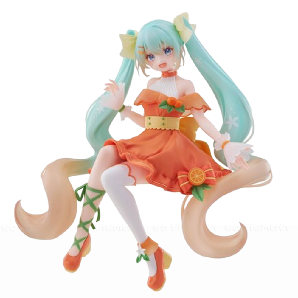 Hatsune Miku Citrus Noodle Stopper Figure FuRyu Anime PVC Statue by Furyo with orange dress and teal twin tails