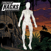 Boss Fight Studio Llc crystal clear female blank Vitruvian H.A.C.K.S. 1:18 scale action figure on illustrated background