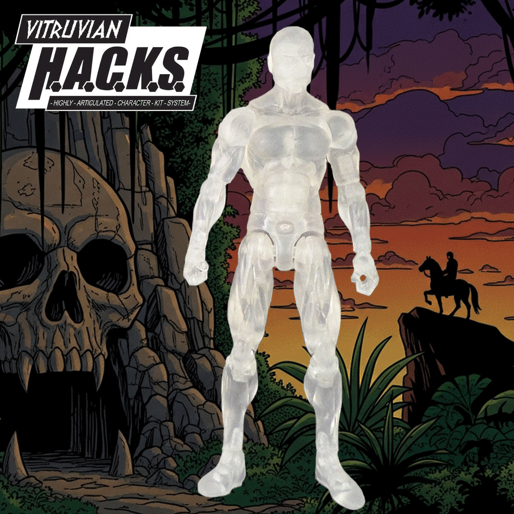 Boss Fight Studio Llc Crystal Clear Male Body Vitruvian H.A.C.K.S. blank action figure 1:18 scale front view