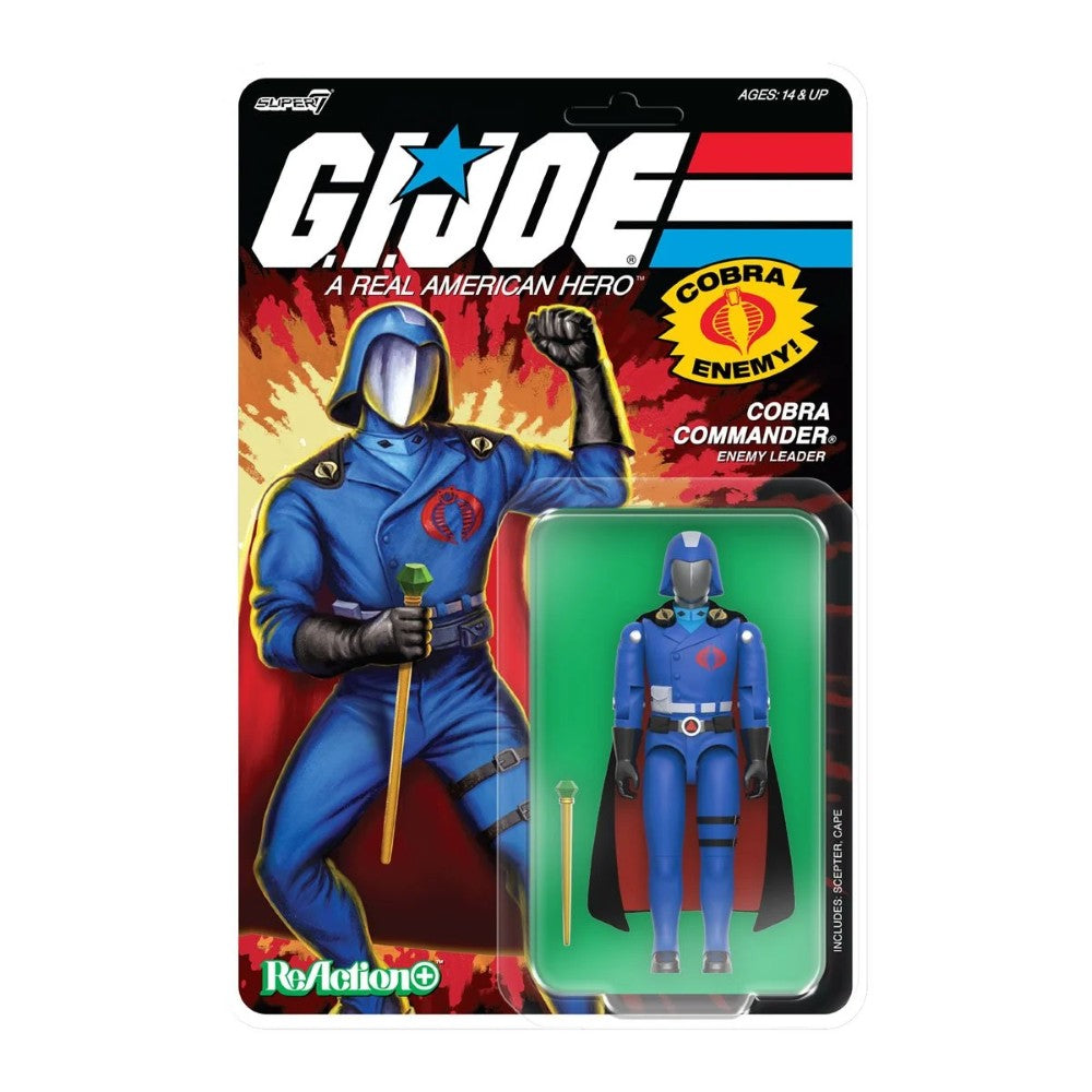 Cobra Commander Black Cape GI Joe Action Figure ReAction+ 1/18 O-Ring Design Unpunched