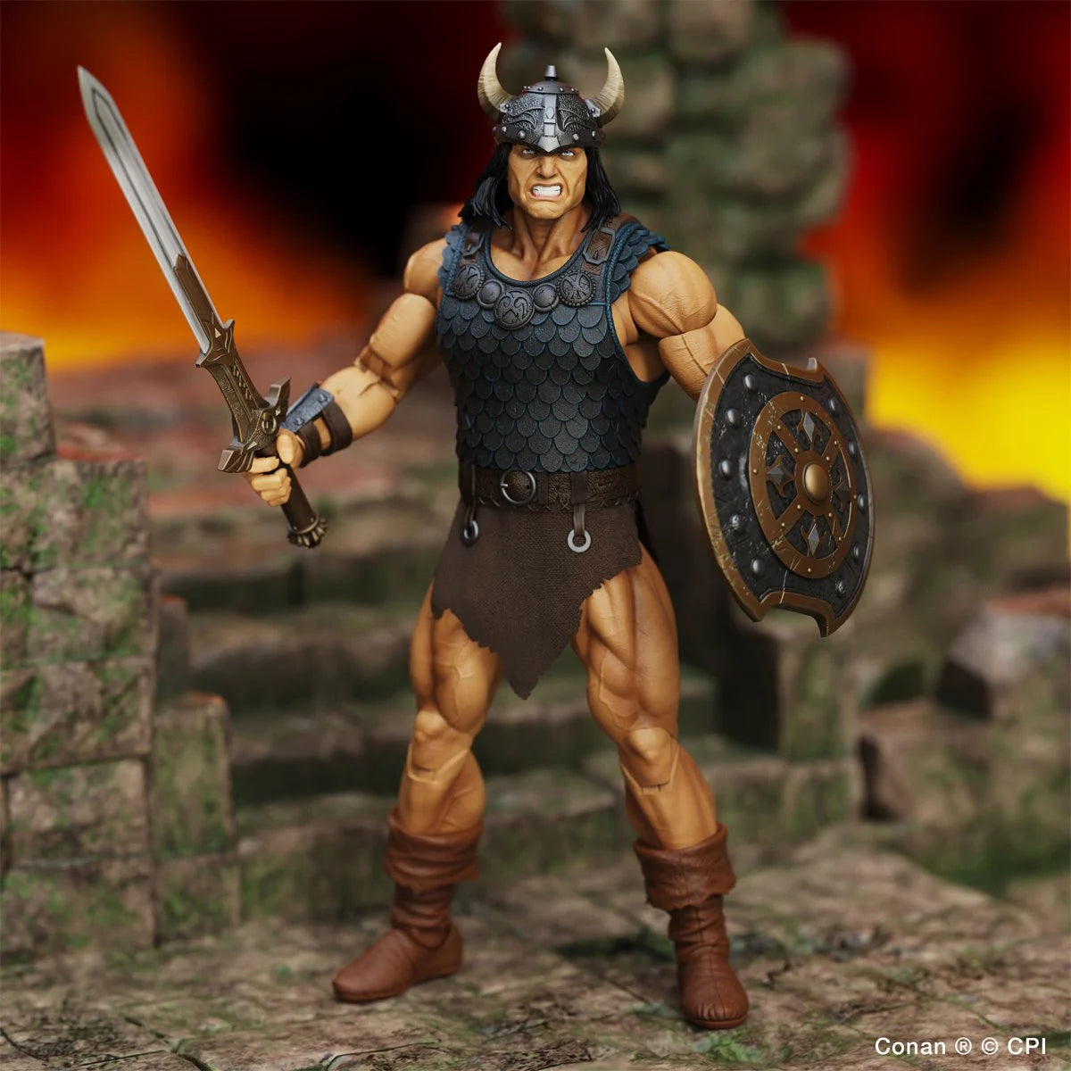 Conan Reaver of the Black Coast 6" Boss Fight Figure Epic HACKS by Boss Fight Studio holding a sword and shield
