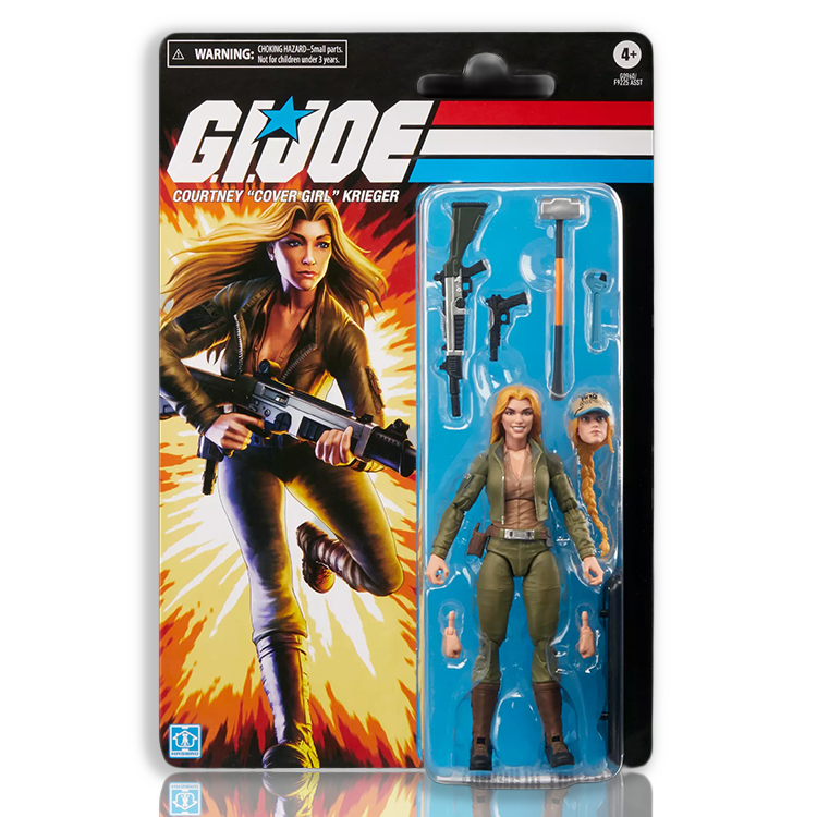 G.I. Joe Classified Series Cover Girl action figure with weapons and accessories in retro cardback packaging by Hasbro.