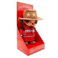 8" Monchhichi Cowgirl in Red Vest and Cowgirl Hat with Brown Eyes Aliquantum International