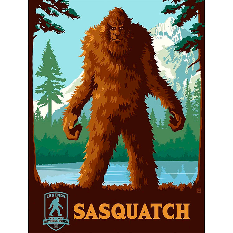 Master Pieces Sasquatch 300-piece jigsaw puzzle with mysterious wilderness and cryptid illustration design