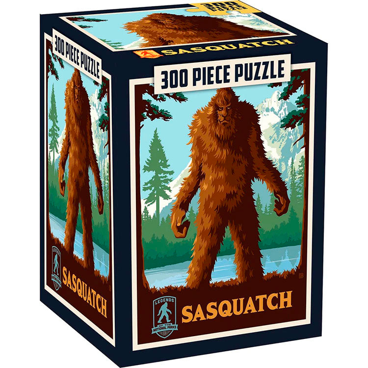 Master Pieces Sasquatch 300 piece jigsaw puzzle featuring mysterious wilderness cryptid artwork in packaging