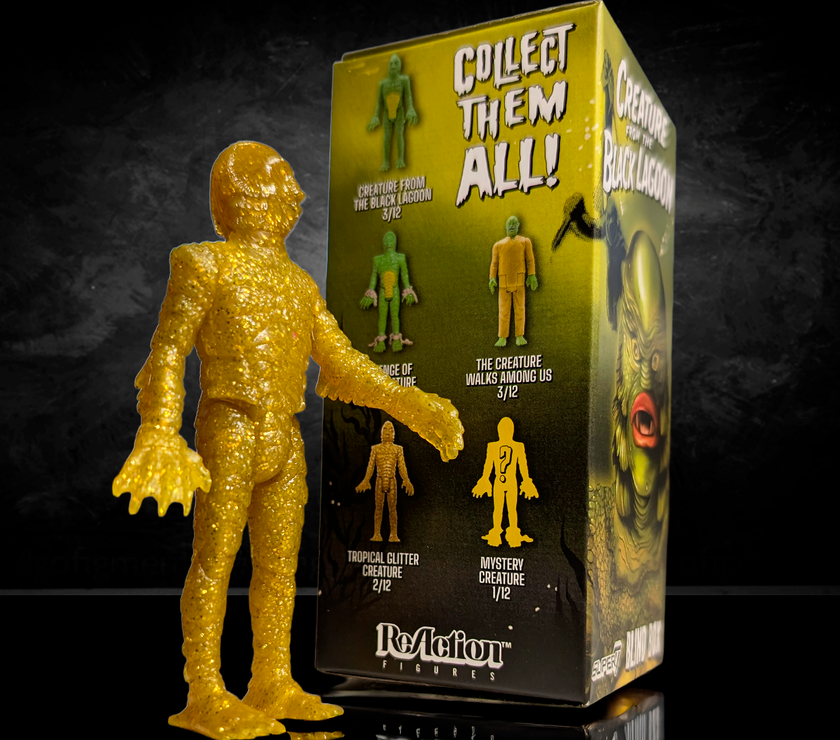 Hasbro Universal Monsters Creature from the Black Lagoon 3 3/4 inch collectible reaction figure in yellow translucent design