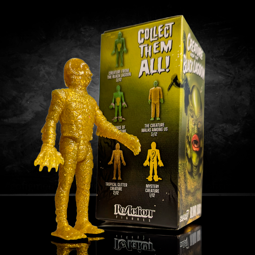 Hasbro Universal Monsters Creature from the Black Lagoon 3 3/4 inch collectible reaction figure in yellow translucent design