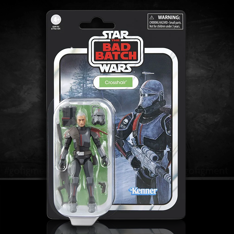 Star Wars Bad Batch Crosshair action figure Kenner style packaging with sniper rifle and accessories in blister pack