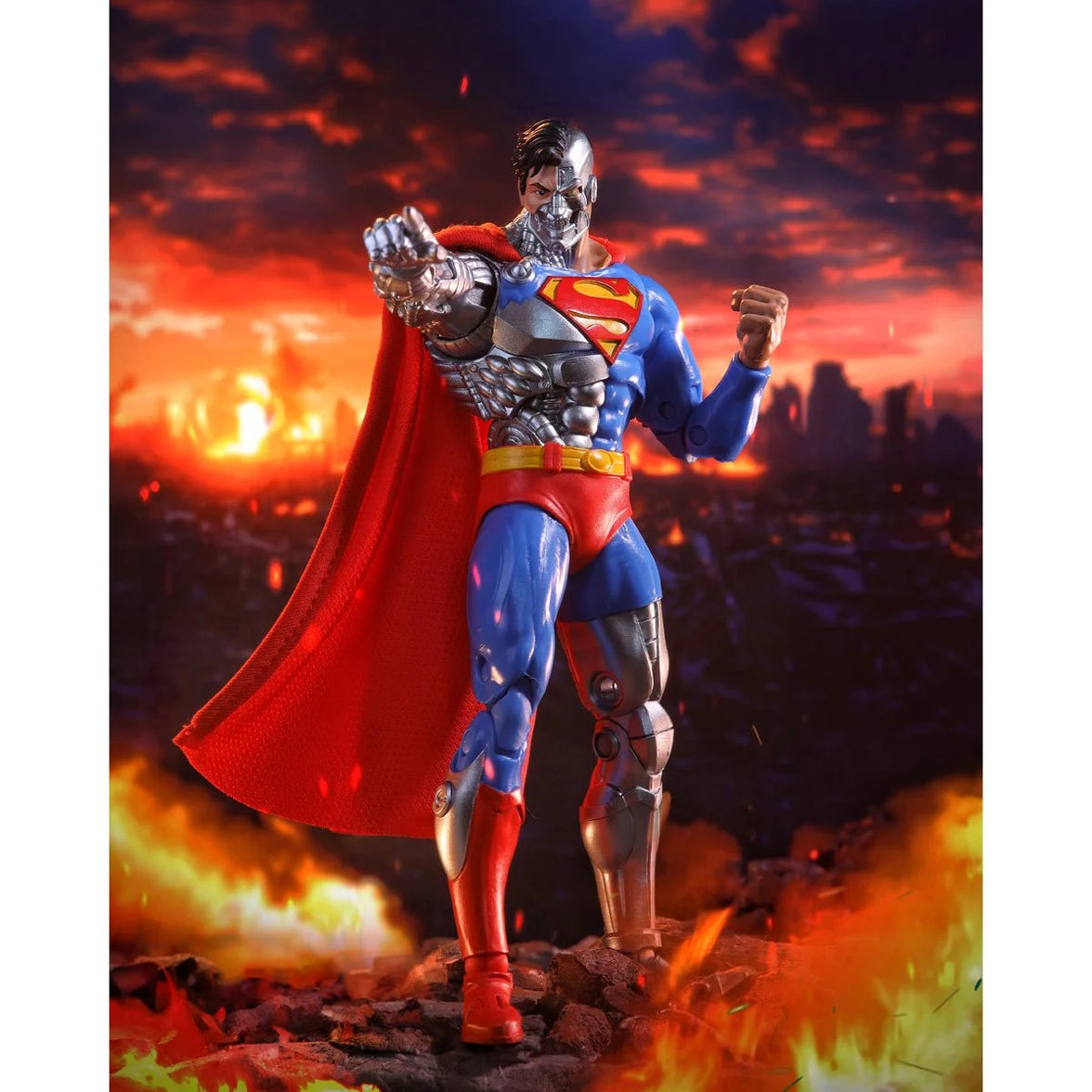 Cyborg Superman 7" McFarlane DC Multiverse Vault Action Figure Wave 2 by McFarlane Toys in battle scene